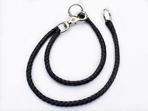 Mens double braided leather wallet chain two chains custom american made by san filippo leather