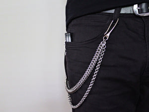 mens wallet chain double chain stainless steel silver unique by san filippo leather