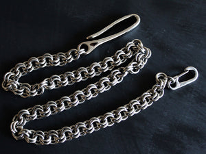mens thick stainless steel silver wallet chain with hook by san filippo leather