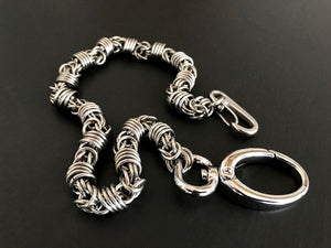 Mens stainless steel wallet chain orbit weave silver by san filippo leather