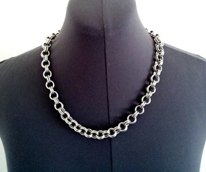 mens thick stainless steel silver chain by san filippo leather