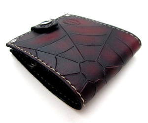 Mens red spider web leather wallet by san filippo leather