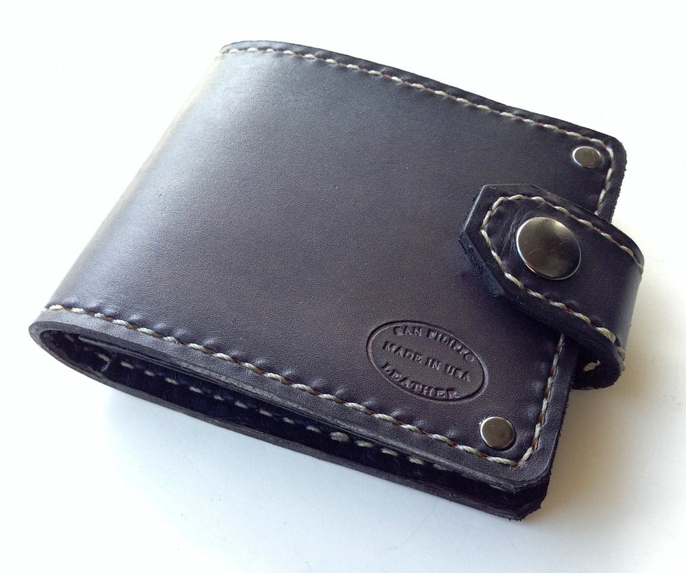 Grey Belt Lock Genuine Leather Wallet Litchit Grain Short Wallet