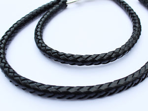 Mens double braided leather wallet chain two chains custom american made by san filippo leather