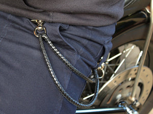 Mens double braided leather wallet chain two chains custom american made by san filippo leather