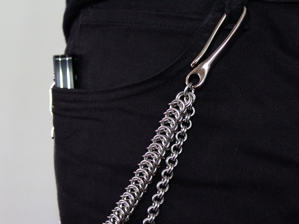 mens wallet chain double chain stainless steel silver unique by san filippo leather