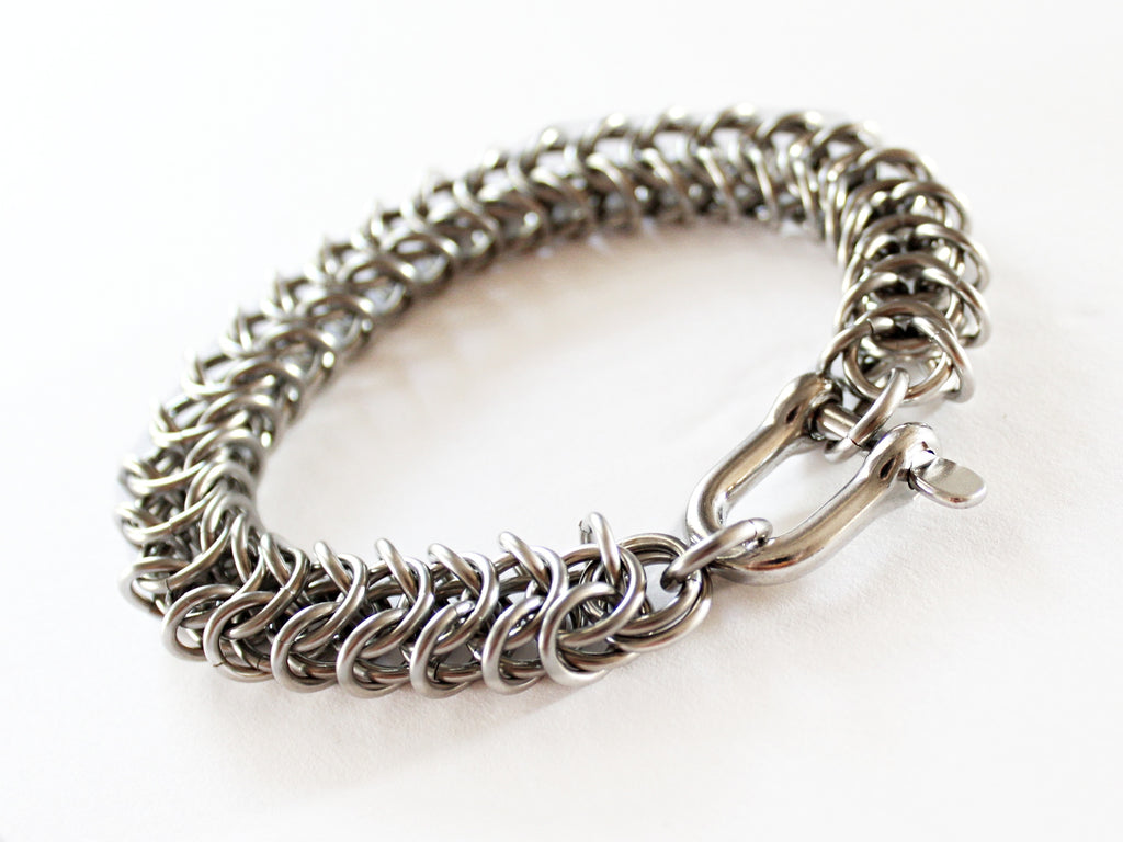 Mens Silver Stainless Steel Thick Bracelet Kings Link Chain by San Filippo Leather