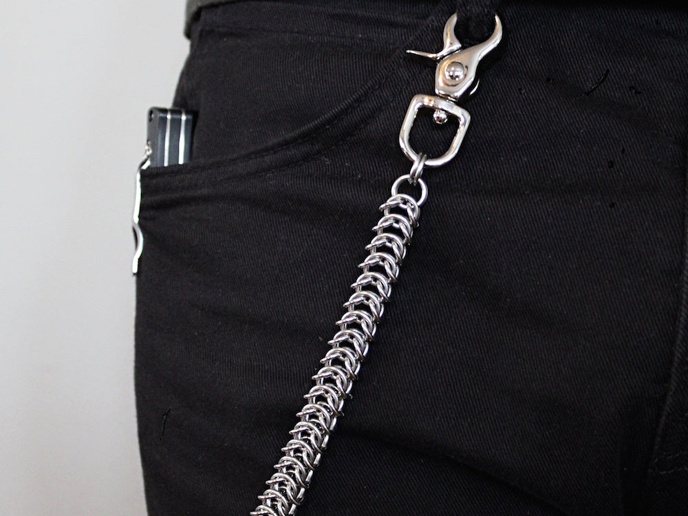 Mens thick heavy wallet chain kings link stainless steel silver by san filippo leather