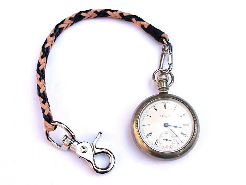 braided leather pocket watch chain san filippo leather