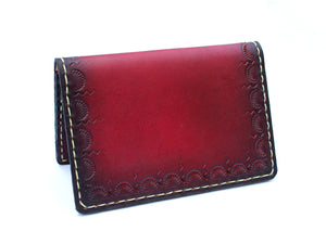 Red Tooled Double Card Wallet