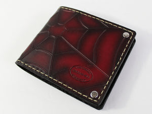 Red Spider Web Leather Bifold Wallet by San Filippo Leather