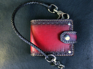 Custom red tooled leather wallet  with chain mens fashion by san filippo leather high end wallets