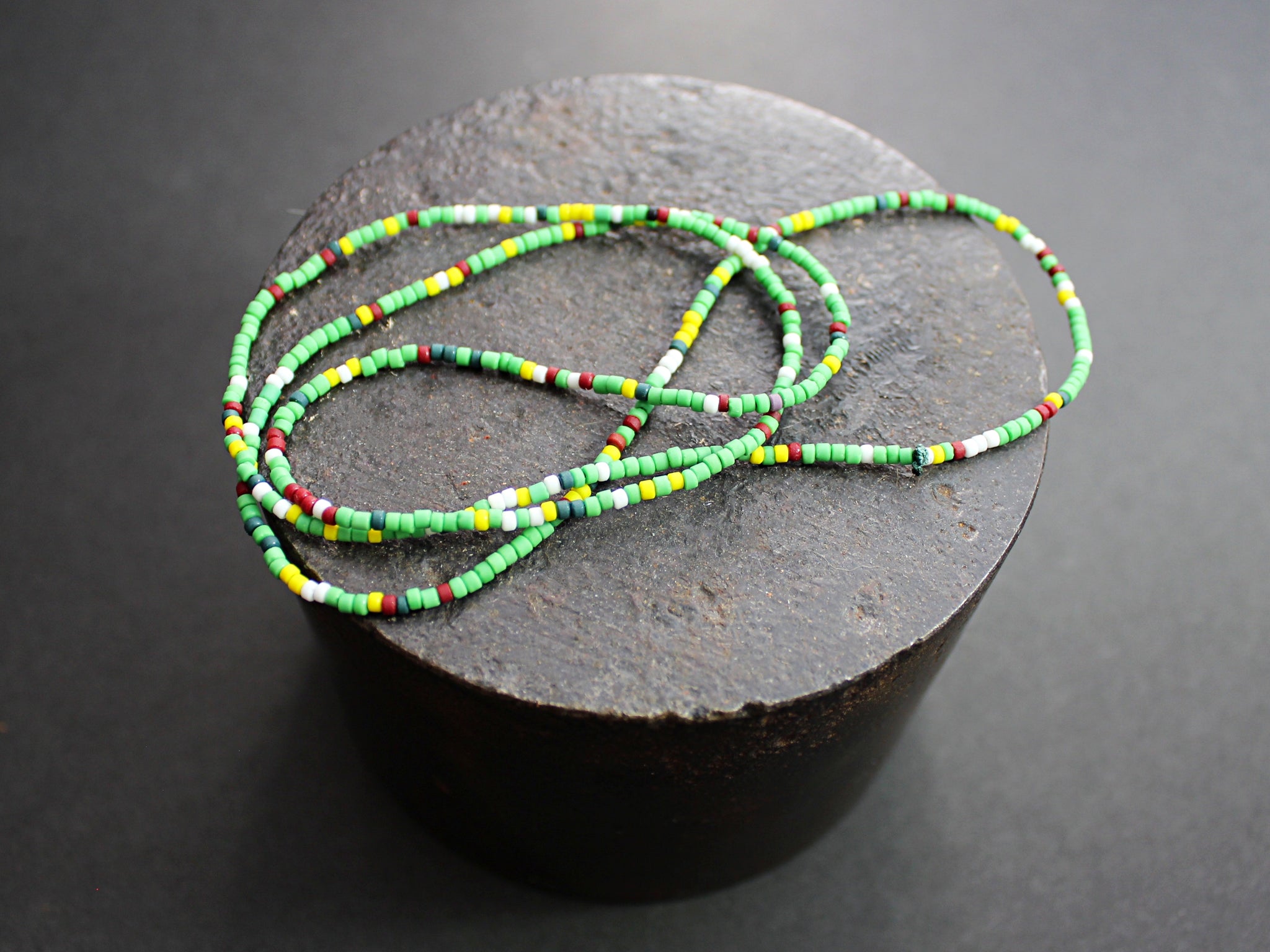 Men's Beaded St Croix Necklace Green Glass Beads by San Filippo Leather