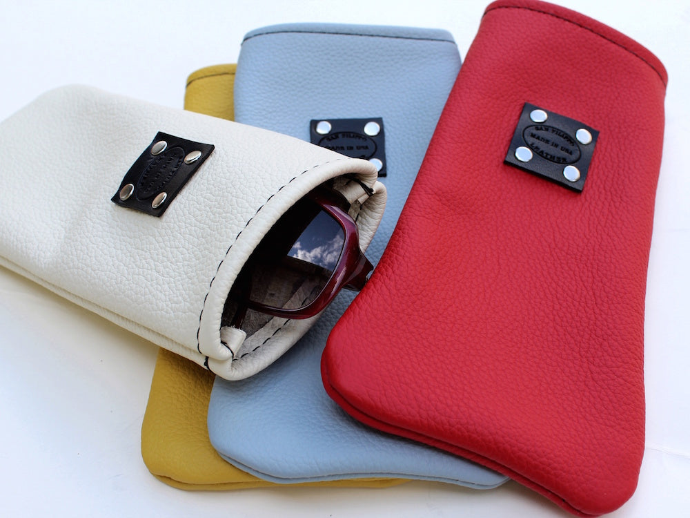 Soft Leather sunglasses case bright colors summertime by san filippo leather