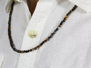 Men's Tiger's Eye and Agate Beaded Necklace by San Filippo Leather