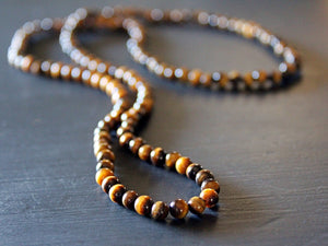men's tiger's eye beaded necklace by san filippo leather