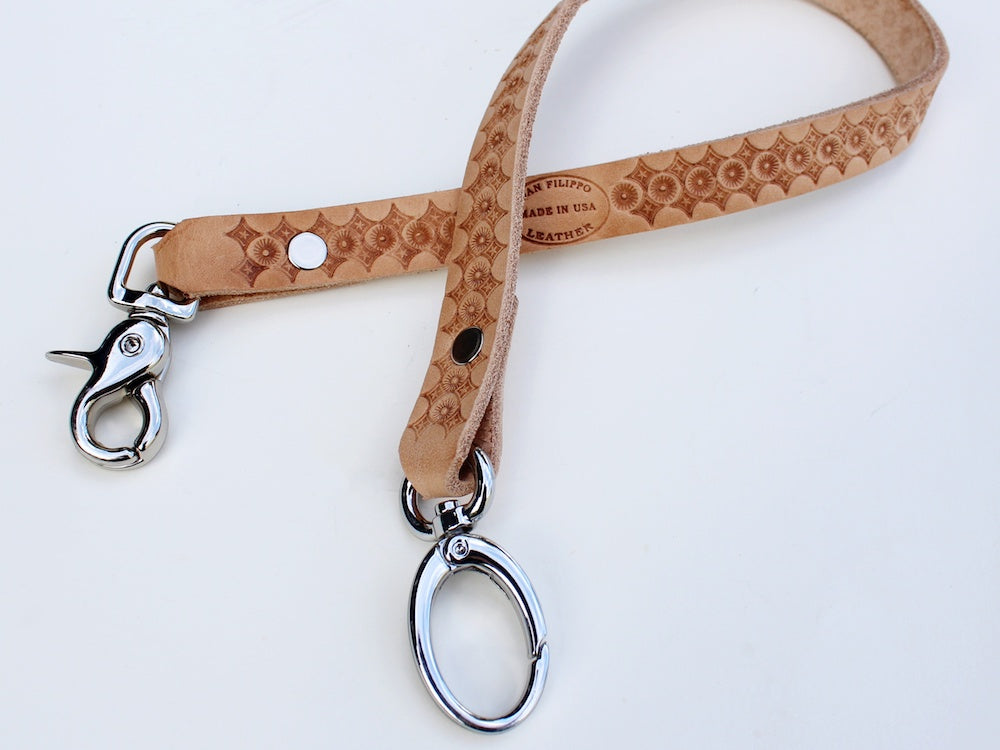 tooled leather wallet chain strap by san filippo leather