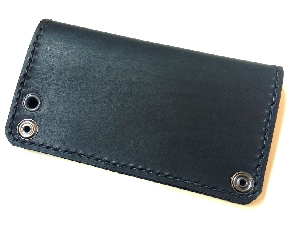 classic black leather biker wallet for men by San Filippo Leather