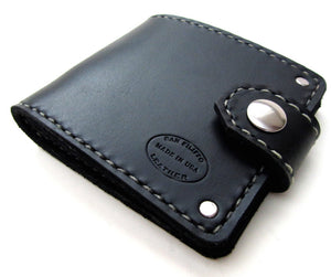 thumbnail image 2 of Leather Bifold Wallet With Nylon Interior And Coin Pocket - Black 2 of 14