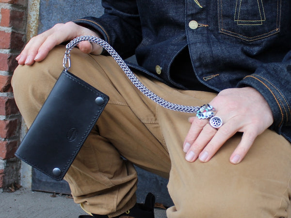 All Black Classic Leather Biker Wallet – San Filippo Leather
