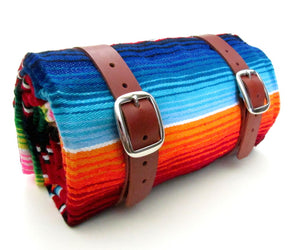 Leather Blanket Roll with Serape by San Filippo Leather