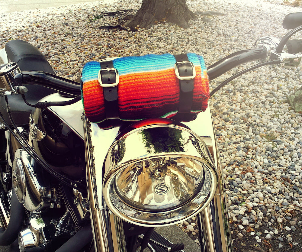 Leather Blanket Roll with Serape by San Filippo Leather