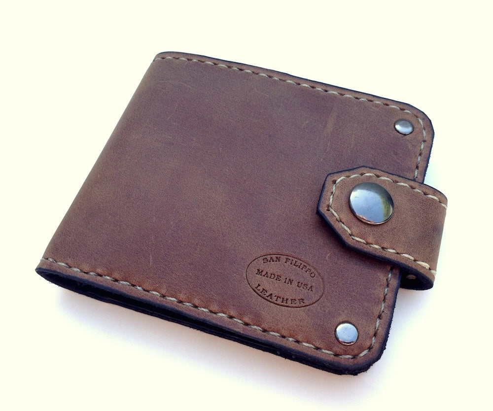 Men's Hand Stiched Brown Leather Snap Wallet - Bifold Money Clip - Map –  Sewlutionsbyamo Leather Accessories