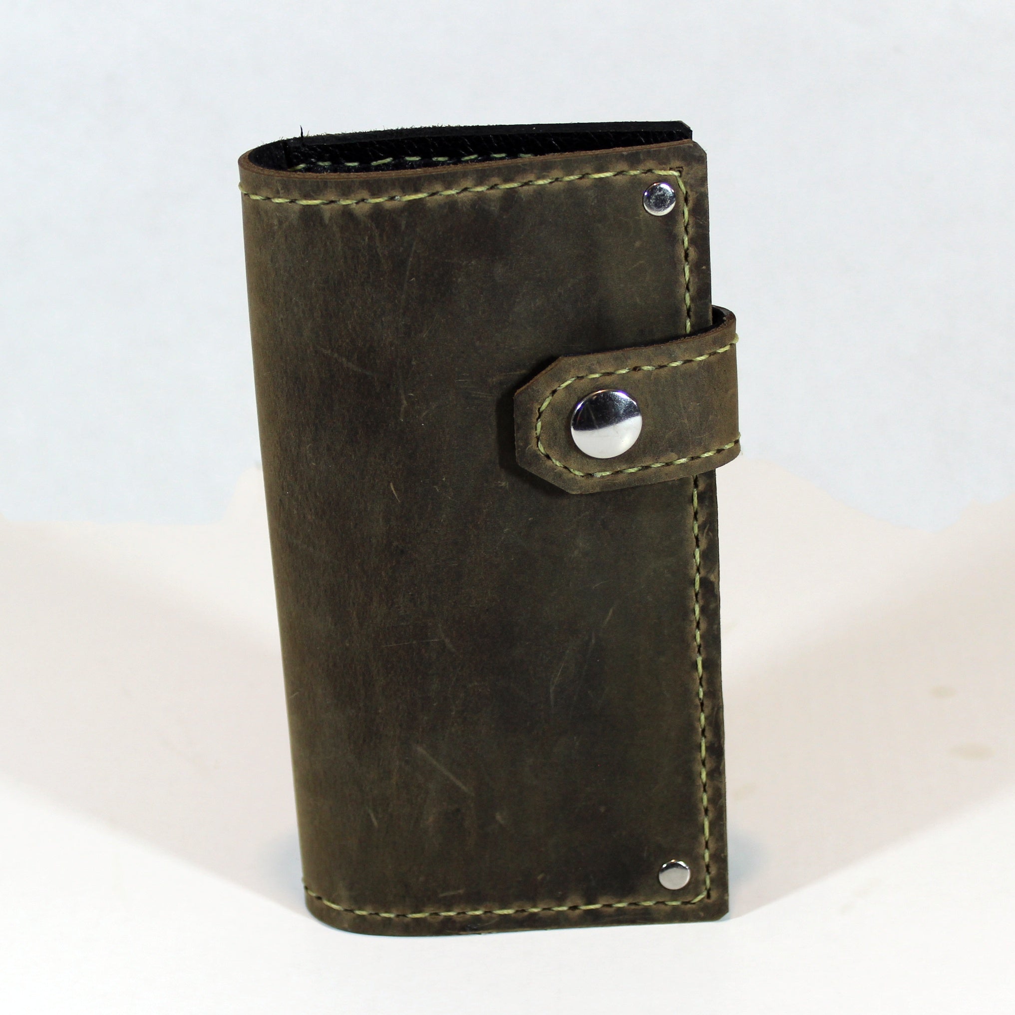 Men's Hand Stiched Brown Leather Snap Wallet - Bifold Money Clip - Map –  Sewlutionsbyamo Leather Accessories