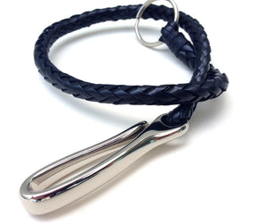 hand braided leather wallet chain with fish hook by san filippo leather