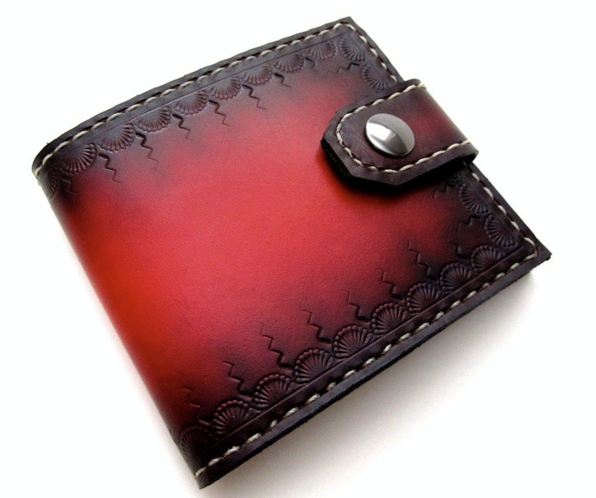 Metallic Weave on Leather Wallet with Multiple Pockets - Scintillating Red