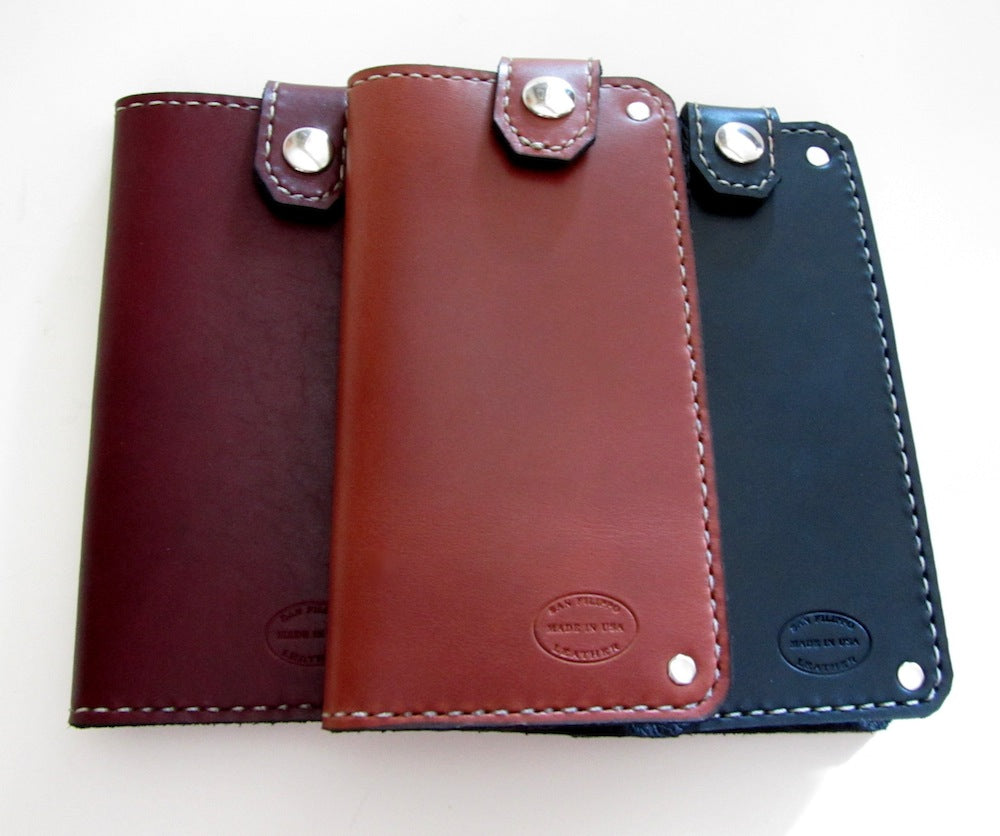 mens leather wallet top snap long full size custom wallets by san filippo leather