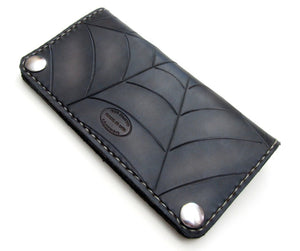 Custom leather biker wallet black spider web by san filippo leather