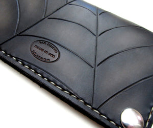 Custom leather biker wallet black spider web by san filippo leather