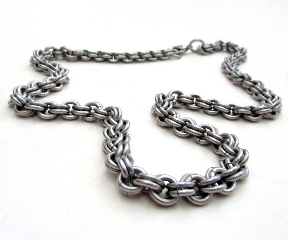mens thick stainless steel silver chain by san filippo leather